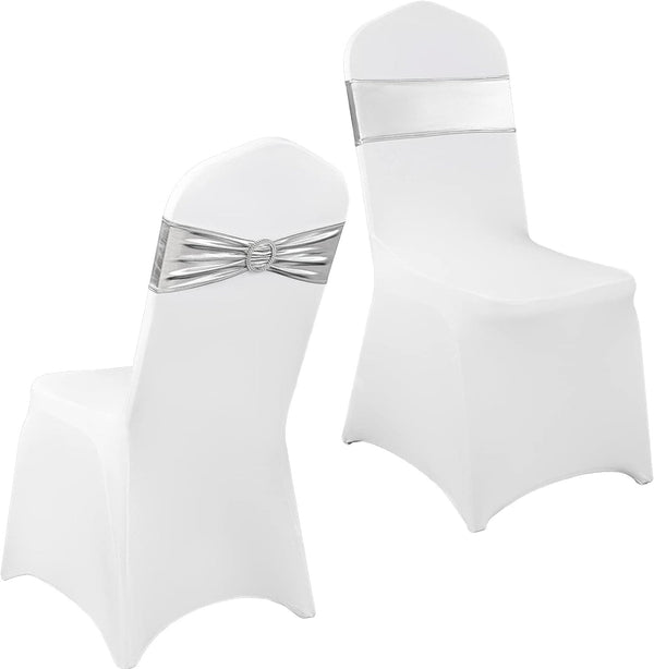 20/50PCS Chair Cover Stretch Chair Band with Buckle Elastic Spandex Slider Bow Sashes for Wedding Hotel Banquet Party Banquet Chairs Decoration Home Decor