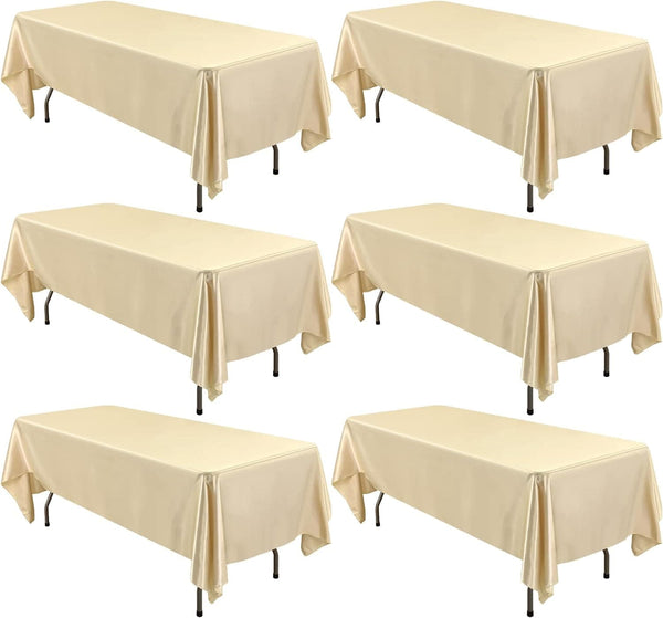 12 Packs Satin Tablecloth 57 x 108 Inch Overlay Satin Table Cover Premium Rectangle Bright Silk Tablecloth Smooth Fabric Table Decoration for Wedding Banquet Party Birthday Events Restaurant