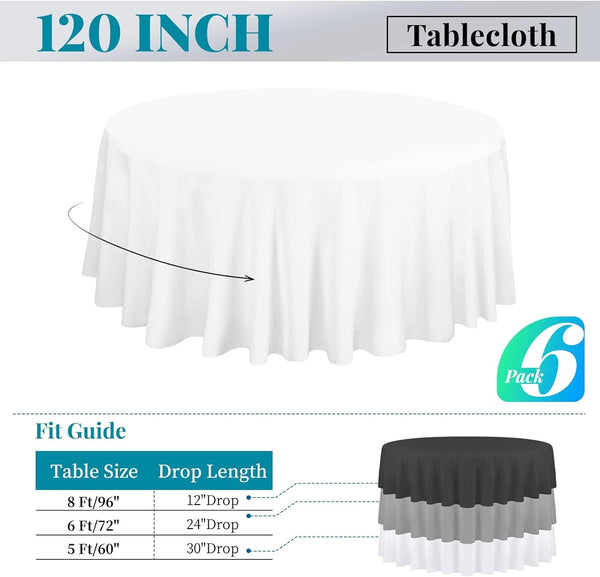 8 Pack 60 inch Round Tablecloth for 2/4/6 ft Round Table, Polyester Fabric Table Cloth, Stain and Wrinkle Resistant Washable Circular Table Cover for Wedding Dining Kitchen Banquet Parties
