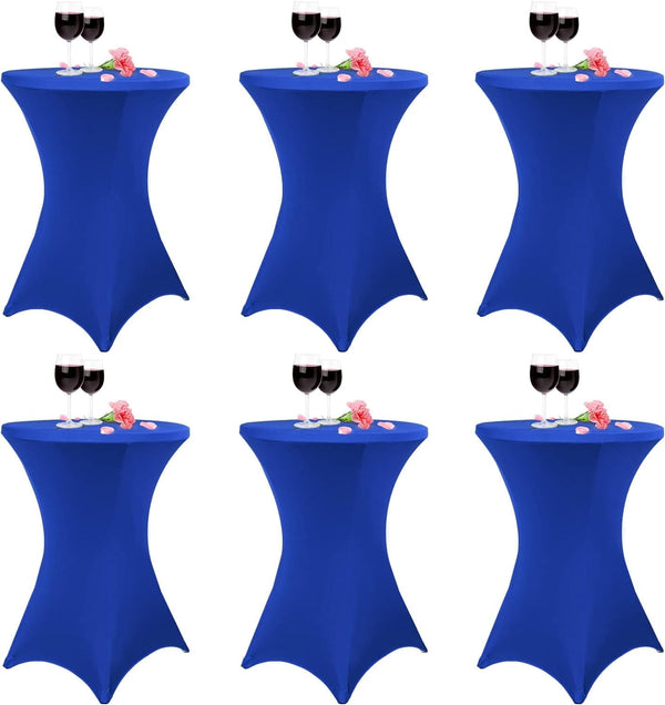 6 Pack Cocktail Spandex Stretch Square Corners Tablecloth 32"x43" Navy Fitted High Top Table, Cocktail Round Tablecloth Table Cover for Bar Wedding Cocktail Party Banquet Table