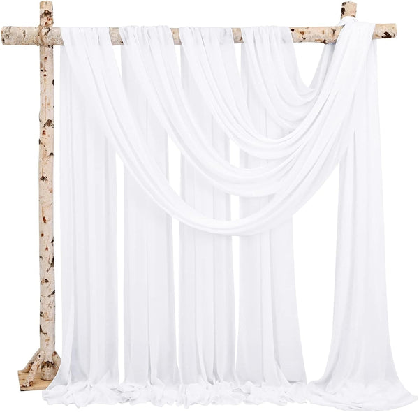 Wedding Arch Draping Fabric,4 Panels 28"x20ft Ivory Wedding Arch Drapes for Ceremony Chiffon Fabric Drapes Arbor Drapery Wedding Arch Decorations for Reception Sheer Backdrop Curtains for Party Swag  240.16"L x 28.74"W