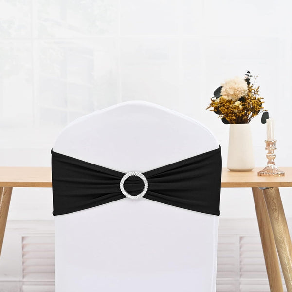 Pack of 60 Spandex Chair Sashes Stretch Chair Band Sashes with Buckle, Elastic Chair Cover Bows for Wedding Reception, Chair Bows Ties for Wedding Banquet Chairs Decoration