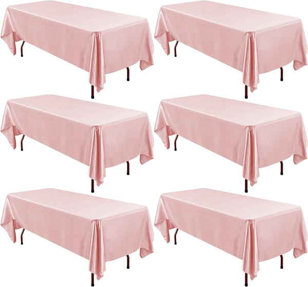 6/12 Pack  Satin Tablecloth 57 x 108 Inch Overlay Satin Table Cover Premium Rectangle Bright Silk Tablecloth Smooth Fabric Table Decoration for Wedding Banquet Party Birthday Events Restaurant