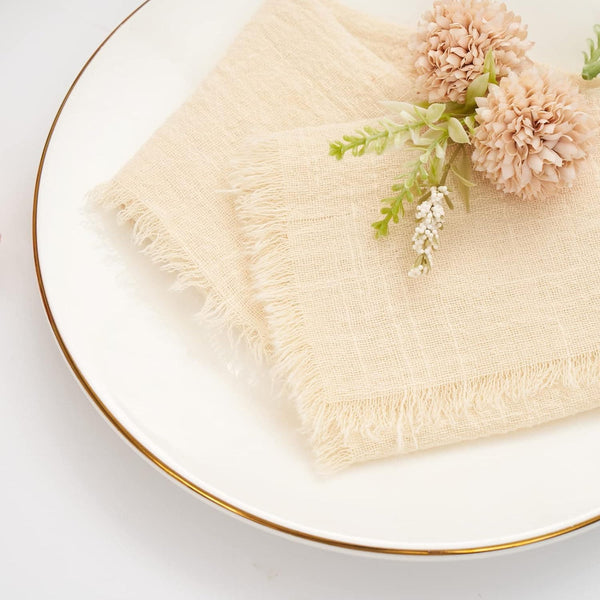 Handmade Cloth Napkins with Fringe 16x16 Inches,Set of 24 Cotton Napkins,Delicate Handmade Cloth Napkins Rustic Dinner Napkins Decorative Table Napkins for Wedding/Dinner/Party