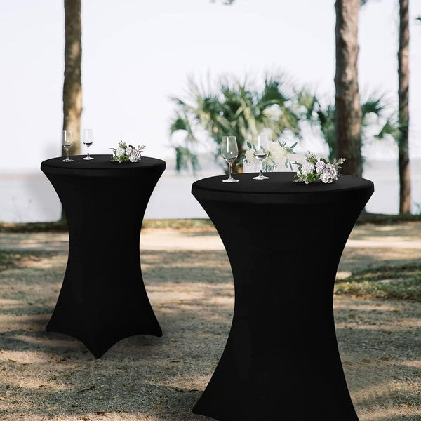 6 Pack Cocktail Spandex Stretch Square Corners Tablecloth 32"x43" Black Fitted High Top Table, Cocktail Round Tablecloth Table Cover for Bar Wedding Cocktail Party Banquet Table