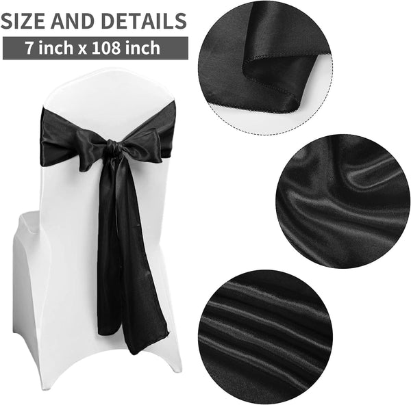 50 PCS Satin Chair Sash Chair Decorative Bow Designed Chair Cover Chair Sashes for Thanksgiving Wedding Christmas Banquet Party Home Kitchen Decoration