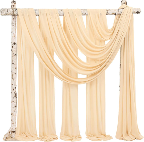 Wedding Arch Draping Fabric,4 Panels 28" x20ft Pink Wedding Arch Drapes for Ceremony Chiffon Fabric Drapes Arbor Drapery Wedding Arch Decorations for Reception Sheer Backdrop Curtains for Party Swag