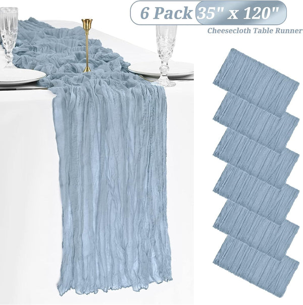 6 Pack/10 PackCheesecloth Table Runner Gauze Table Runner 10FT Long Semi-Sheer Table Runner Boho or Rustic Wedding Table Decor for Wedding Decor Arch Draping Bridal Shower Holiday Party