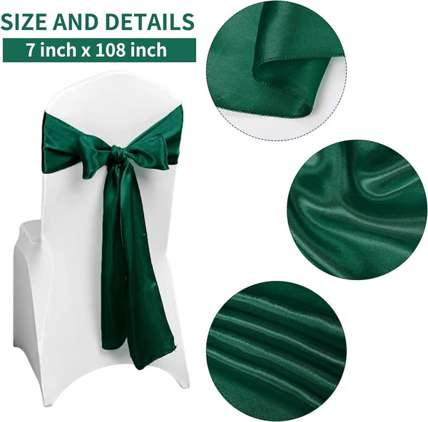 50 PCS Satin Chair Sash Chair Decorative Bow Designed Chair Cover Chair Sashes for Thanksgiving Wedding Holiday Banquet Party Home Kitchen Decoration