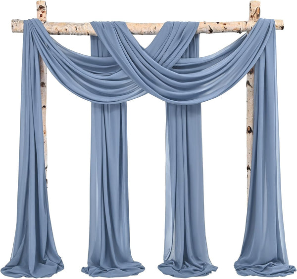 Wedding Arch Draping Fabric,4 Panels 28"x20ft Ivory Wedding Arch Drapes for Ceremony Chiffon Fabric Drapes Arbor Drapery Wedding Arch Decorations for Reception Sheer Backdrop Curtains for Party Swag