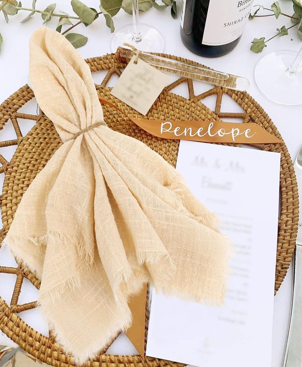 Handmade Cloth Napkins with Fringe 16x16 Inches,Set of 24 -Cotton Napkins,Delicate Handmade Cloth Napkins Rustic Dinner Napkins Decorative Table Napkins for Wedding/Dinner/Party