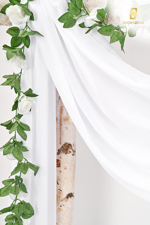 Wedding Arch Draping Fabric,4 Panels 28"x20ft Ivory Wedding Arch Drapes for Ceremony Chiffon Fabric Drapes Arbor Drapery Wedding Arch Decorations for Reception Sheer Backdrop Curtains for Party Swag