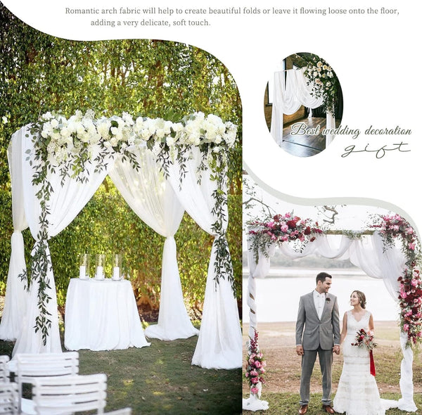Wedding Arch Draping Fabric,4 Panels 28"x20ft Ivory Wedding Arch Drapes for Ceremony Chiffon Fabric Drapes Arbor Drapery Wedding Arch Decorations for Reception Sheer Backdrop Curtains for Party Swag  240.16"L x 28.74"W