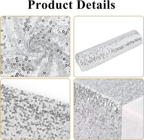 10 Pack Table Runner 12" x 72" Table Cloth for Rectangle Tables Sparkle Table Covers for Wedding Engagement Birthday Party Holiday Decorations Baby Shower