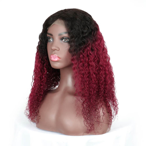 curly closre wig ombre burgundy golden rule hair