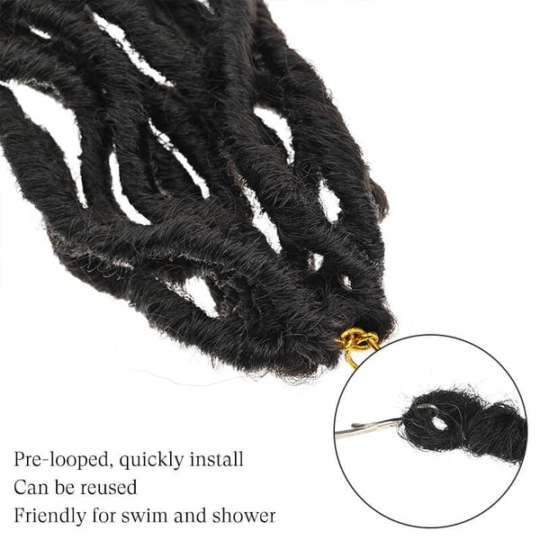 Faux Locs Crochet Cheveux avec Extrémités Bouclées Noir Naturel 24 pouces