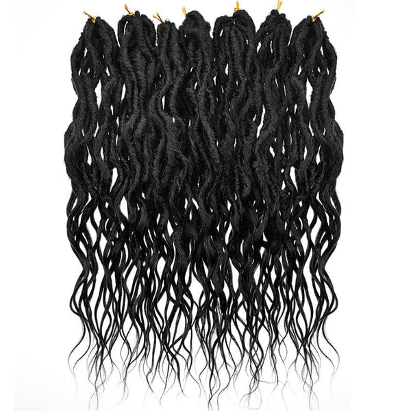 Faux Locs Crochet Cheveux avec Extrémités Bouclées Noir Naturel 24 pouces