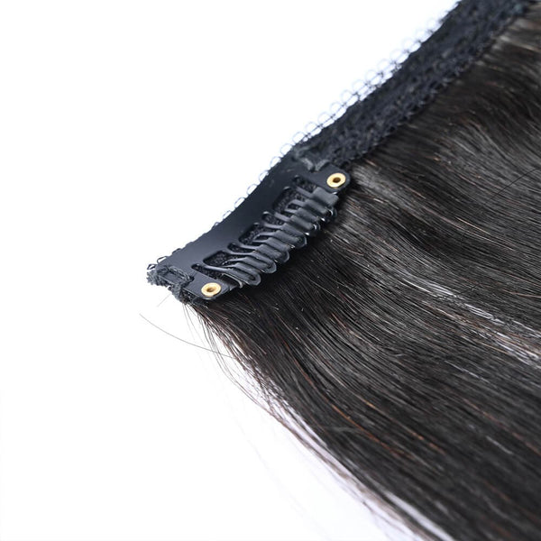 Clip in Human Hair Extensions Straight Natural Blcak - goldenrulehair