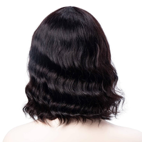 Elegant Bob Human Hair Wigs with Bangs Deep Wave - goldenrulehair