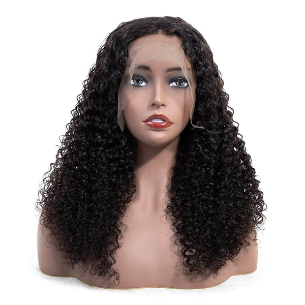 Kinky Curly T Part Lace Human Hair Glueless Wig Natural Black