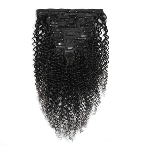 Curly Clip in Human Hair Extensions Natural Black - goldenrulehair