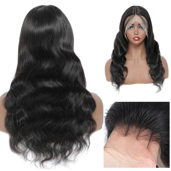 loose Deep Wave T Part Lace Human Hair Glueless Wig Natural Black
